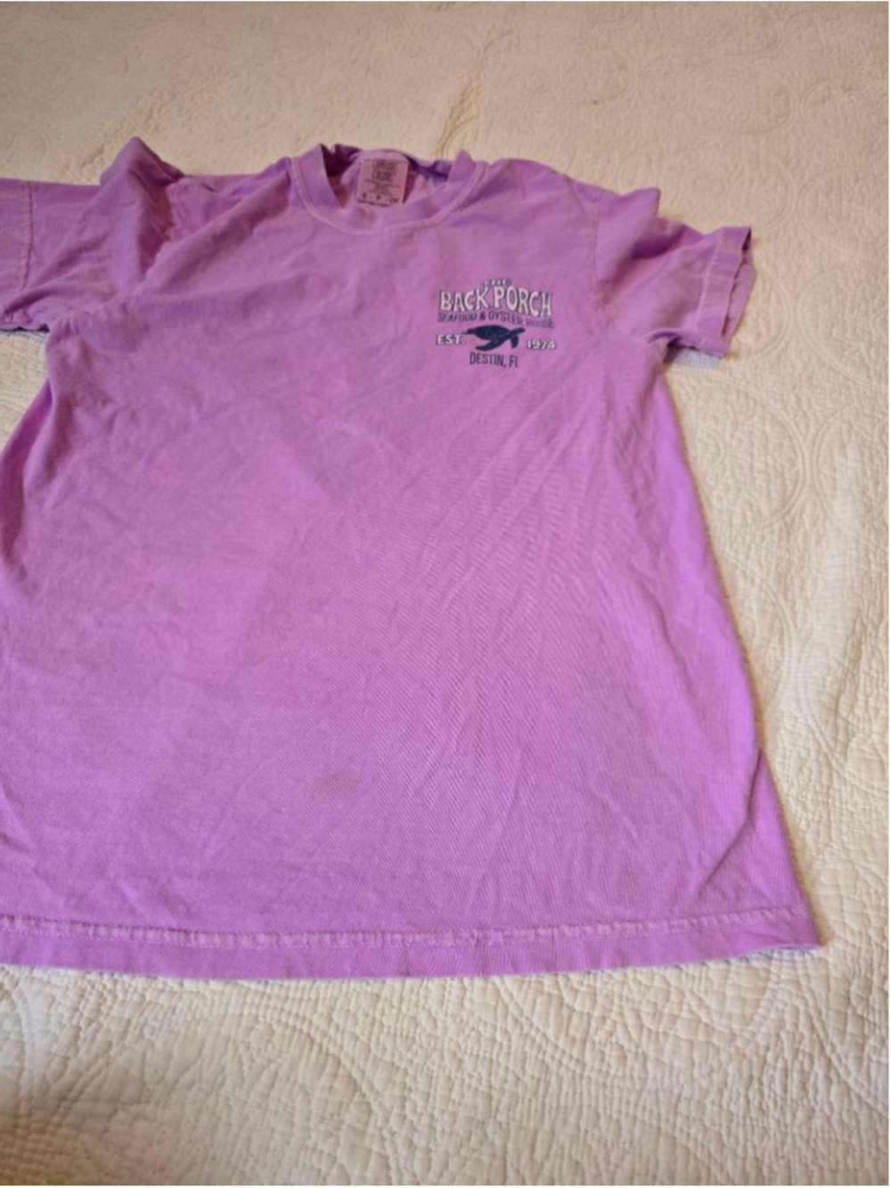 Women's Comfort Colors Vibrant Lilac Purple Back Porch Destin FL Coastal Tee S